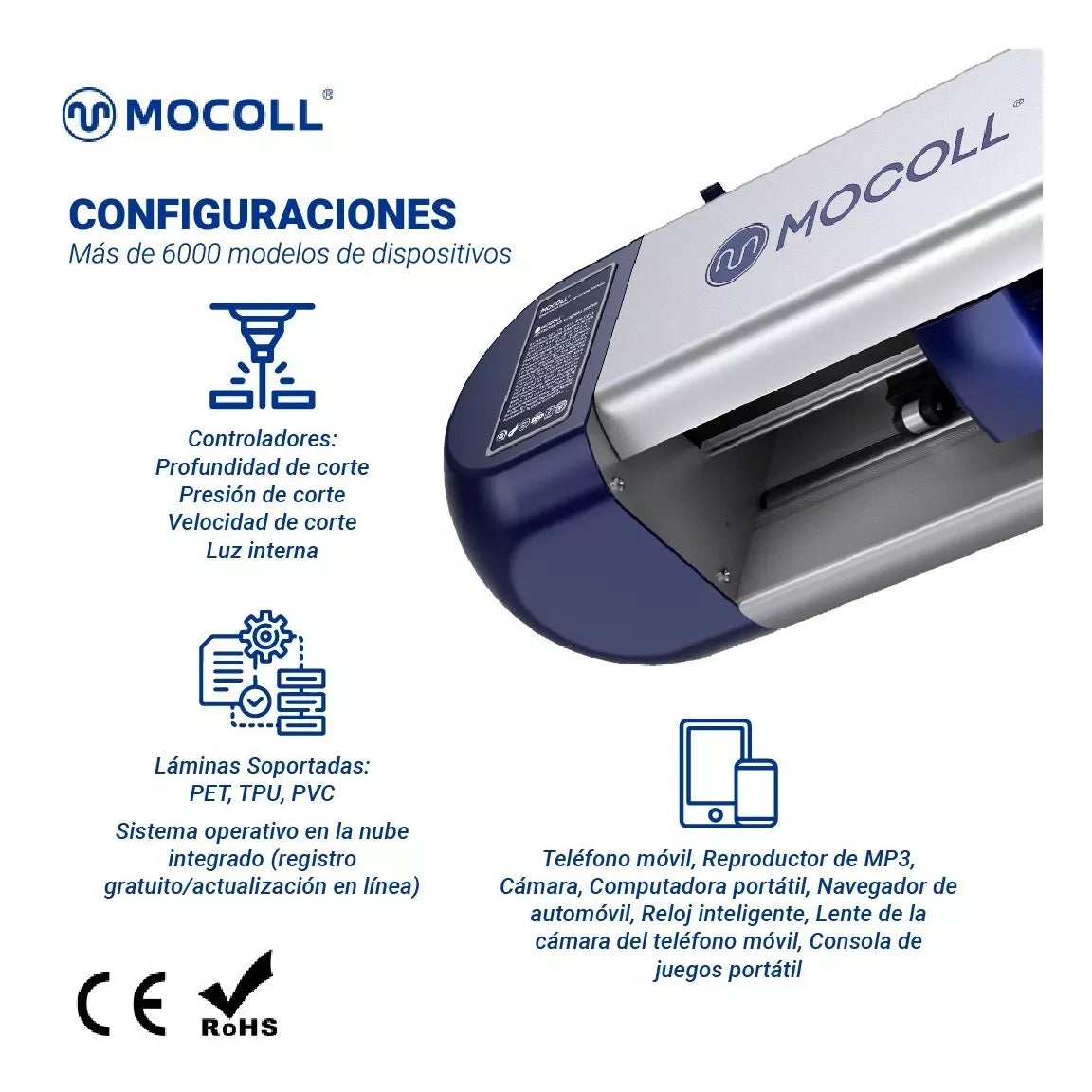 Kit Plotter Corte Láminas Celulares + 120 Láminas Mocoll